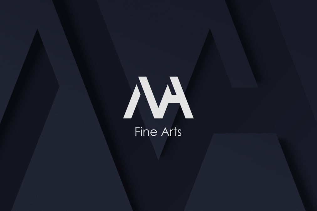 Maryam Abel Fine Arts logo with stylized MA monogram on a dark background